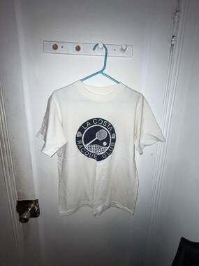 Power-T La Costa Racquet Club T-Shirt Size L White Cotton Tennis